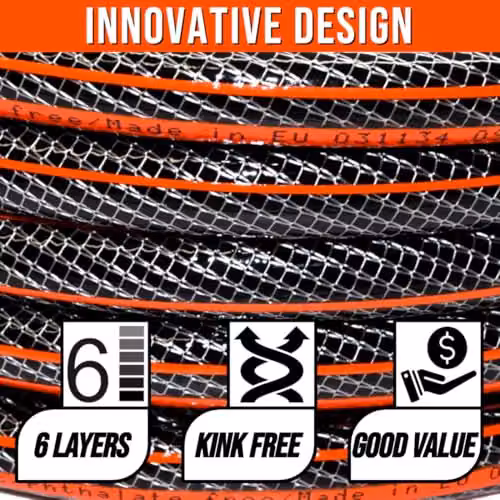 SolaDirect 15 m Kink-Free 1/2 inch Reinforced PVC Garden Hose Pipe, Black and Orange – 4
