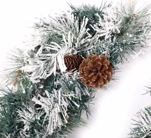 Best Artificial Frosted Colorado Pine Christmas Garland in Green, 9ft – 5