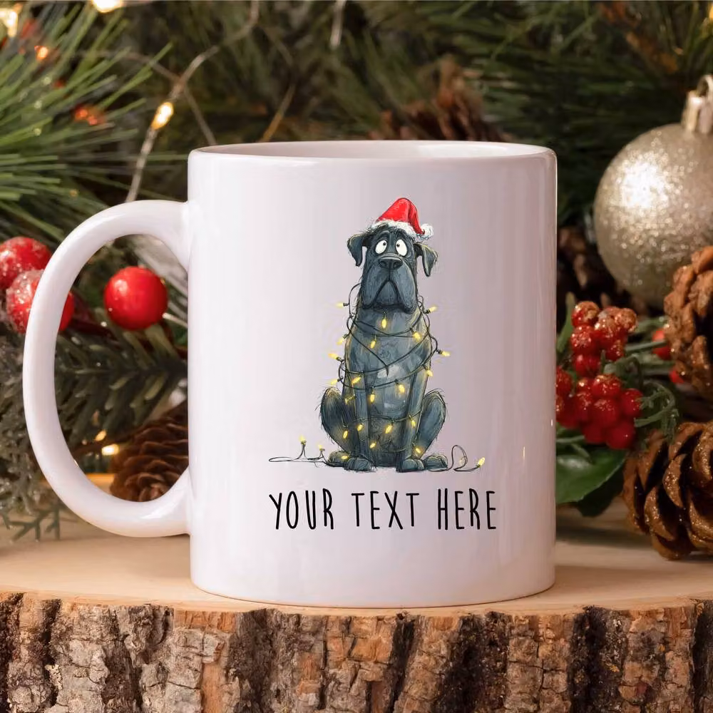 60 SECOND MAKEOVER Personalised Cane Corso Christmas Lights Santa Hat Ceramic Mug in White – 2