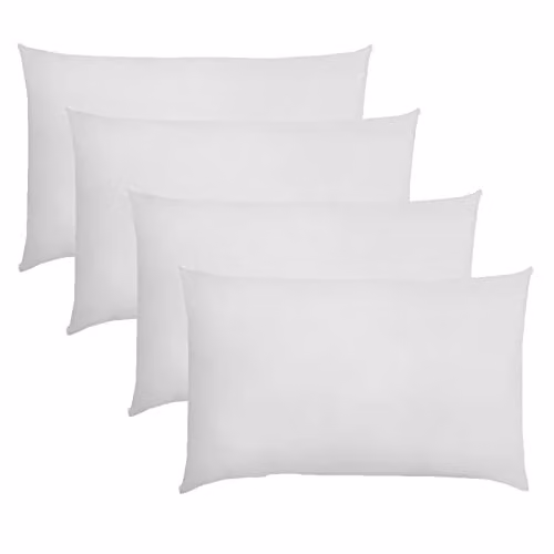 Highams 4 Pack Plain White Polycotton Housewife Pillowcases, W: 50 cm x H: 75 cm