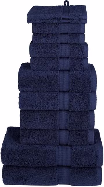 Berkfield Home SOLUND 12 Piece Premium Navy Blue Cotton Terry Towel Set, 600 gsm
