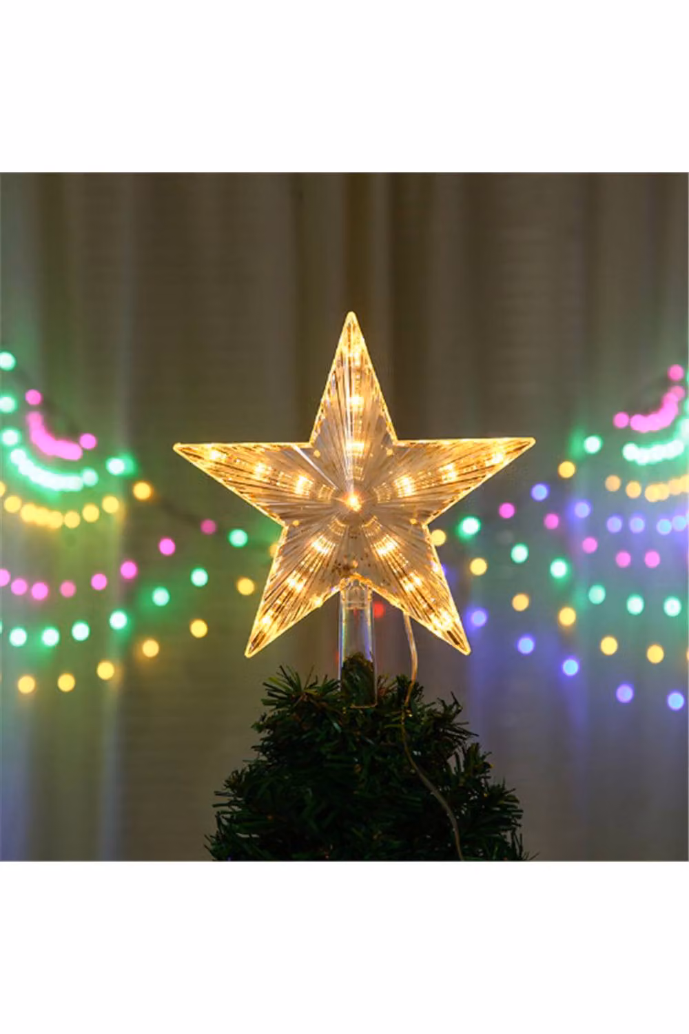 Living and Home Christmas LED Star Tree Topper in Transparent Plastic – 2