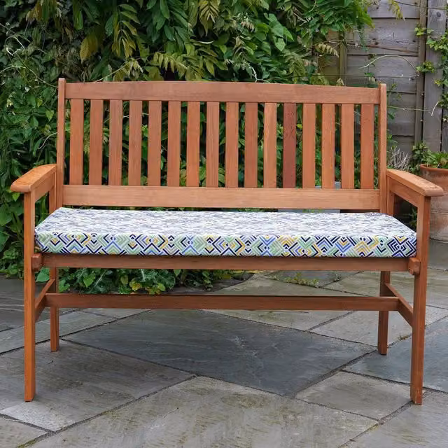 Roseley Water Repellent 4 Seater Rectangular Bench Pad in Green and Blue