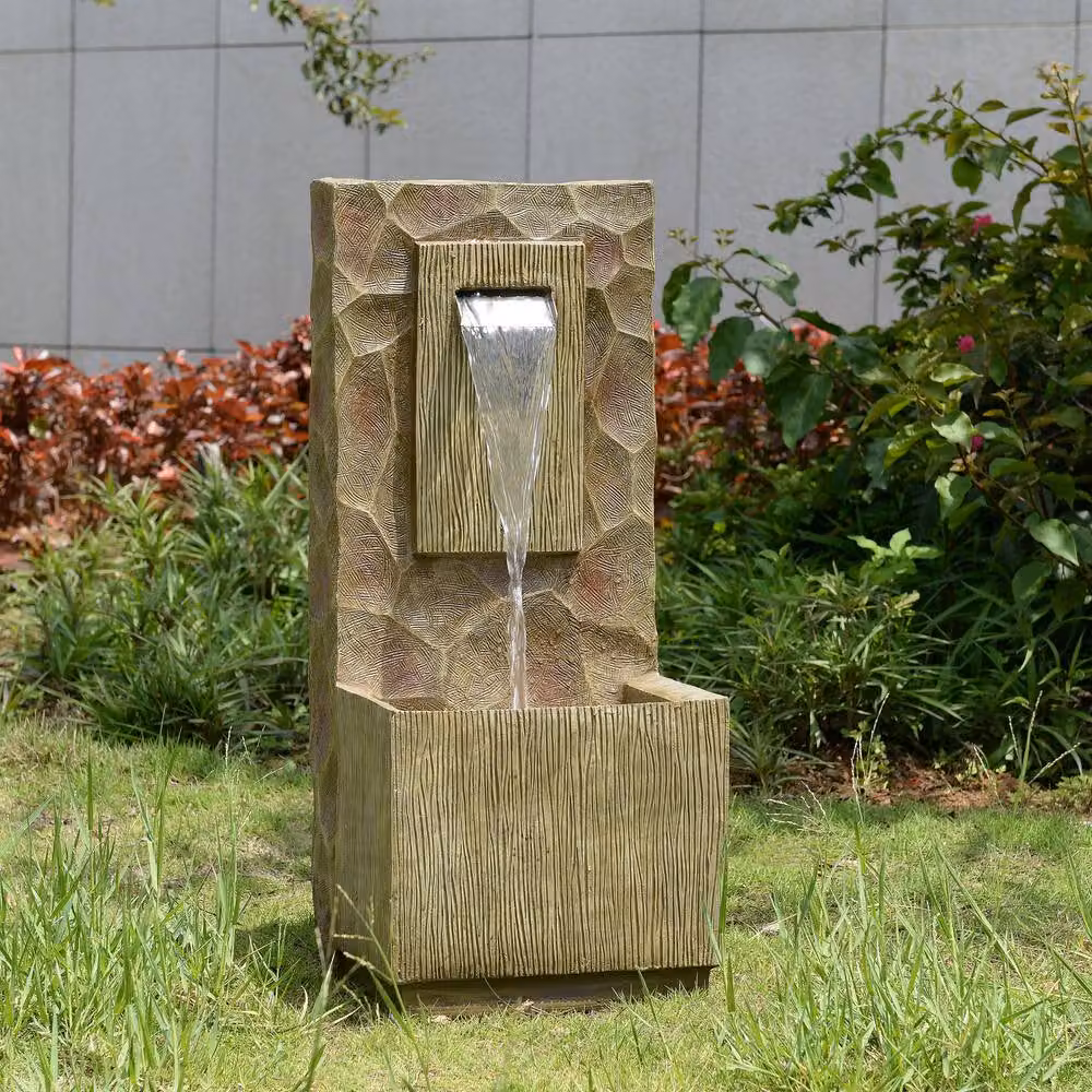Teamson Home Brown Spa-Style Outdoor Waterfall Cascade Fountain with LED Lighting, Height: 81 cm – 3