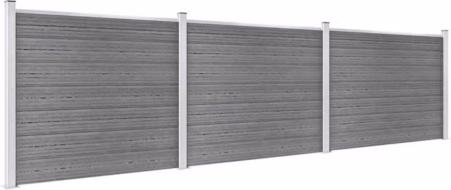 Berkfield Home WPC Fence Panel Set in Grey, W: 526 cm, H: 146 cm – 1