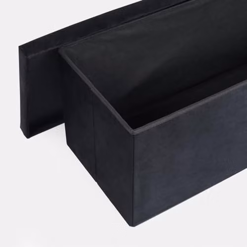 OHS Rectangular Velvet Ottoman Storage Box with Removable Padded Lid in Black – 4