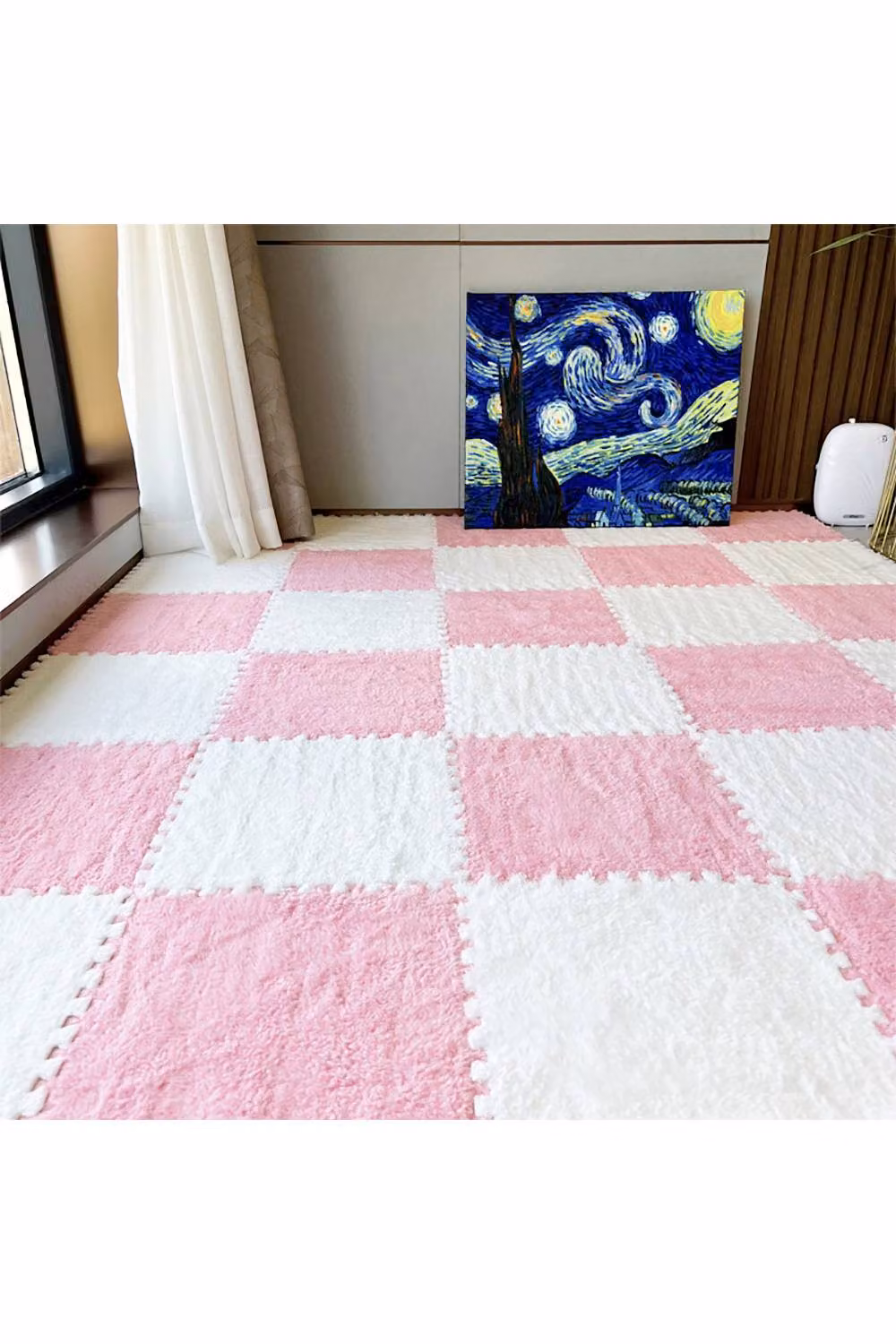 Living and Home 12-Piece Interlocking Plush EVA Floor Tiles in Pink – 2
