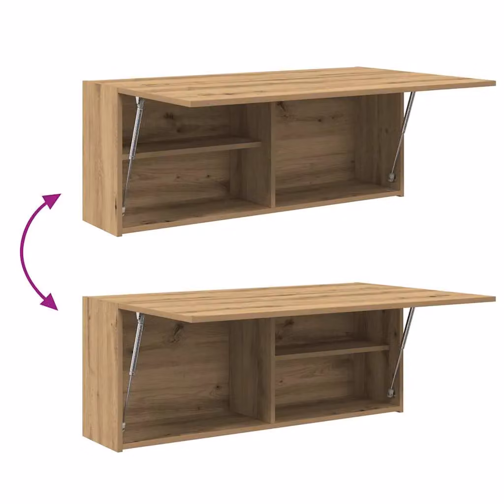 Berkfield Home Artisan Oak Wall Mounted Bathroom Cabinet, Brown, W/D/H: 100 x 25 x 40 cm – 4