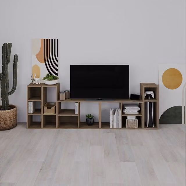 Decortie Combayn Modern Freestanding Bookcase Shelving Unit in Brown