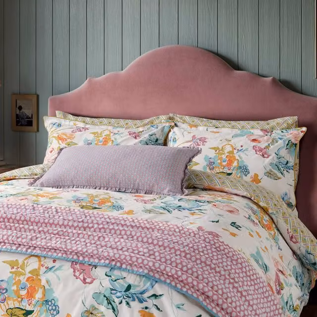 Land & Shore Bloom Reversible Floral Cotton Percale Single Duvet Cover and Pillowcase Set, Multicolour, W: 180 cm, H: 200 cm – 1