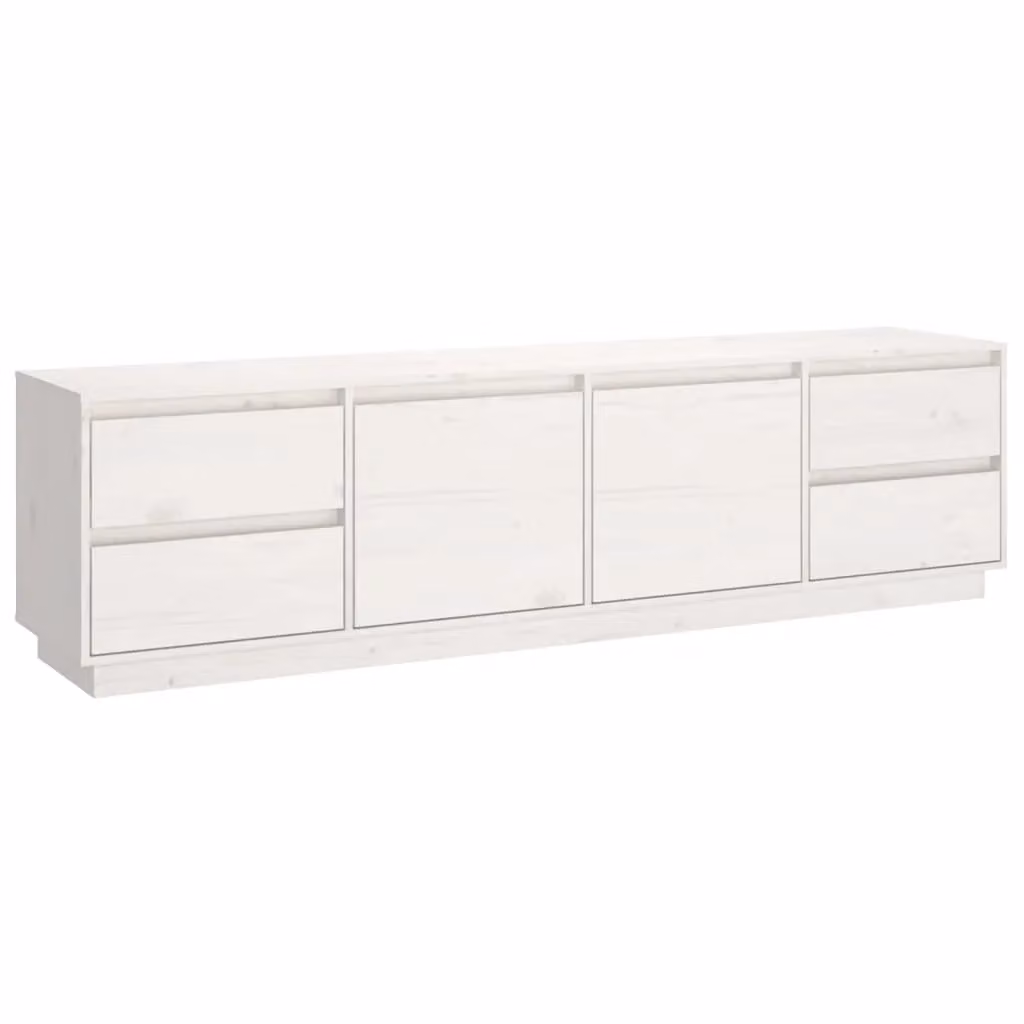 Berkfield Home White Rustic Solid Wood Pine TV Cabinet W: 176 cm, D: 47.5 cm, H: 47.5 cm – 2
