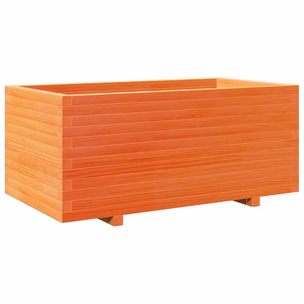 Berkfield Home Waxed Brown Pine Wood Garden Planter W: 110 cm, D: 60 cm, H: 49.5 cm – 2