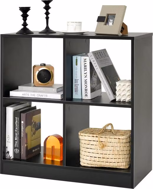 COSTWAY 4-Cube Freestanding Bookcase in Black