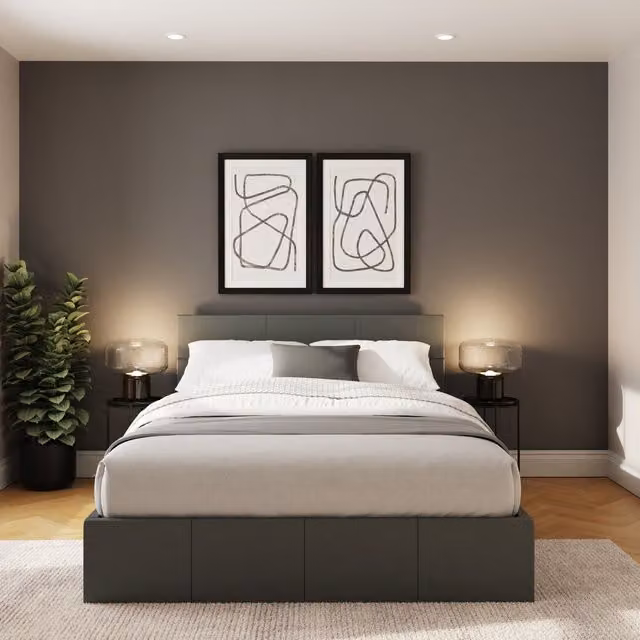GFW Grey Upholstered Small Double Ottoman Bed Frame with Lift Up Base, W: 120 cm, D: 200 cm, H: 148 cm – 8