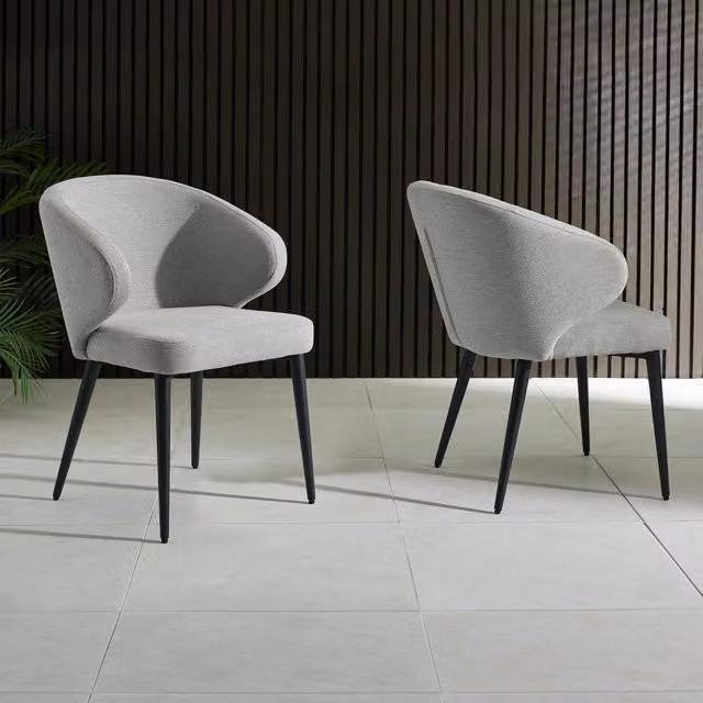Julian Bowen Marcus Set of 2 Modern Upholstered Dining Chairs in Grey Fabric