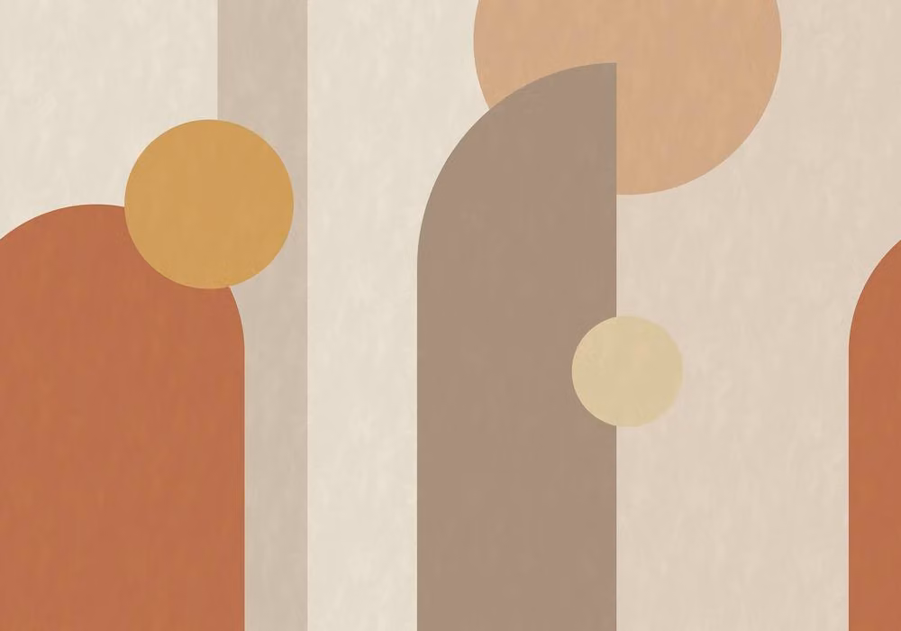 Superfresco Easy Curve & Arch Geo Rust Print Mural in Red and Multicolour, W: 300 cm, H: 280 cm