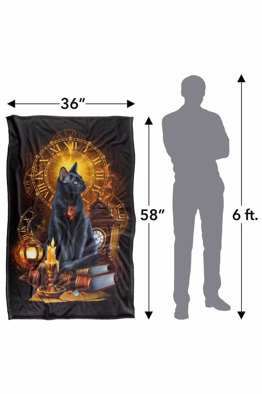 JQ Licensing Black Cat Time Clocks Super Soft Silky Touch Fleece Throw Blanket, Multicolour, W/D/H: 91 x 147 cm – 8