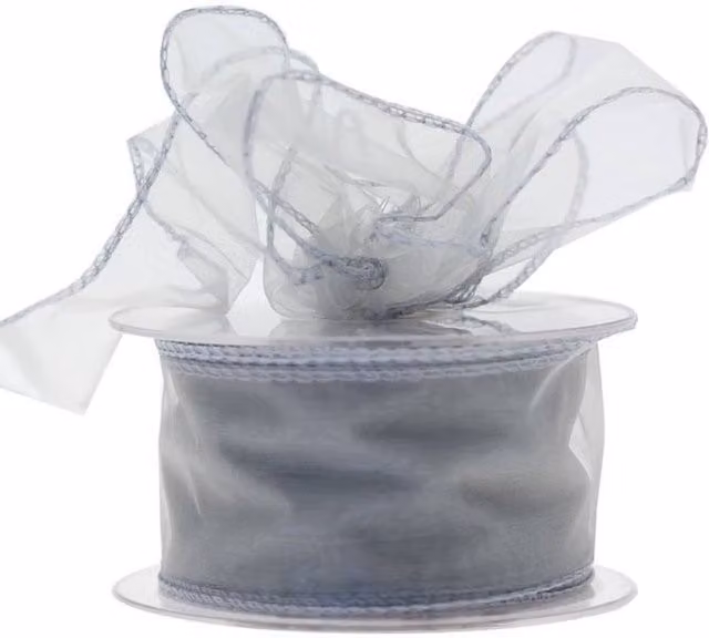 KDMD Silver Wired Chiffon Ribbon 2 Pack, 50mm x 20m
