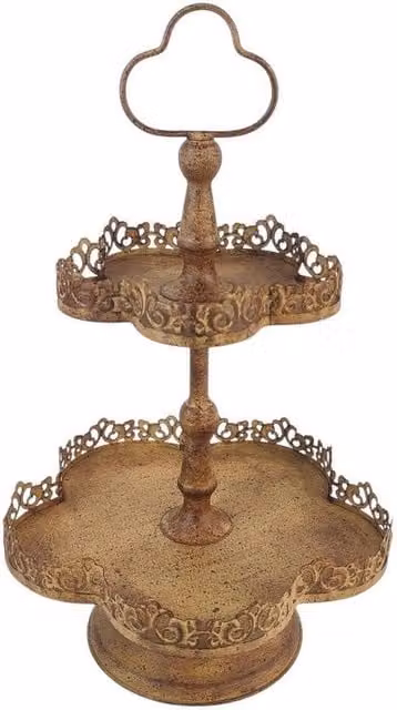 Minster 2 Tier Metal Cake Stand in Bronze, W: 28 cm, D: 28 cm, H: 48 cm – 1