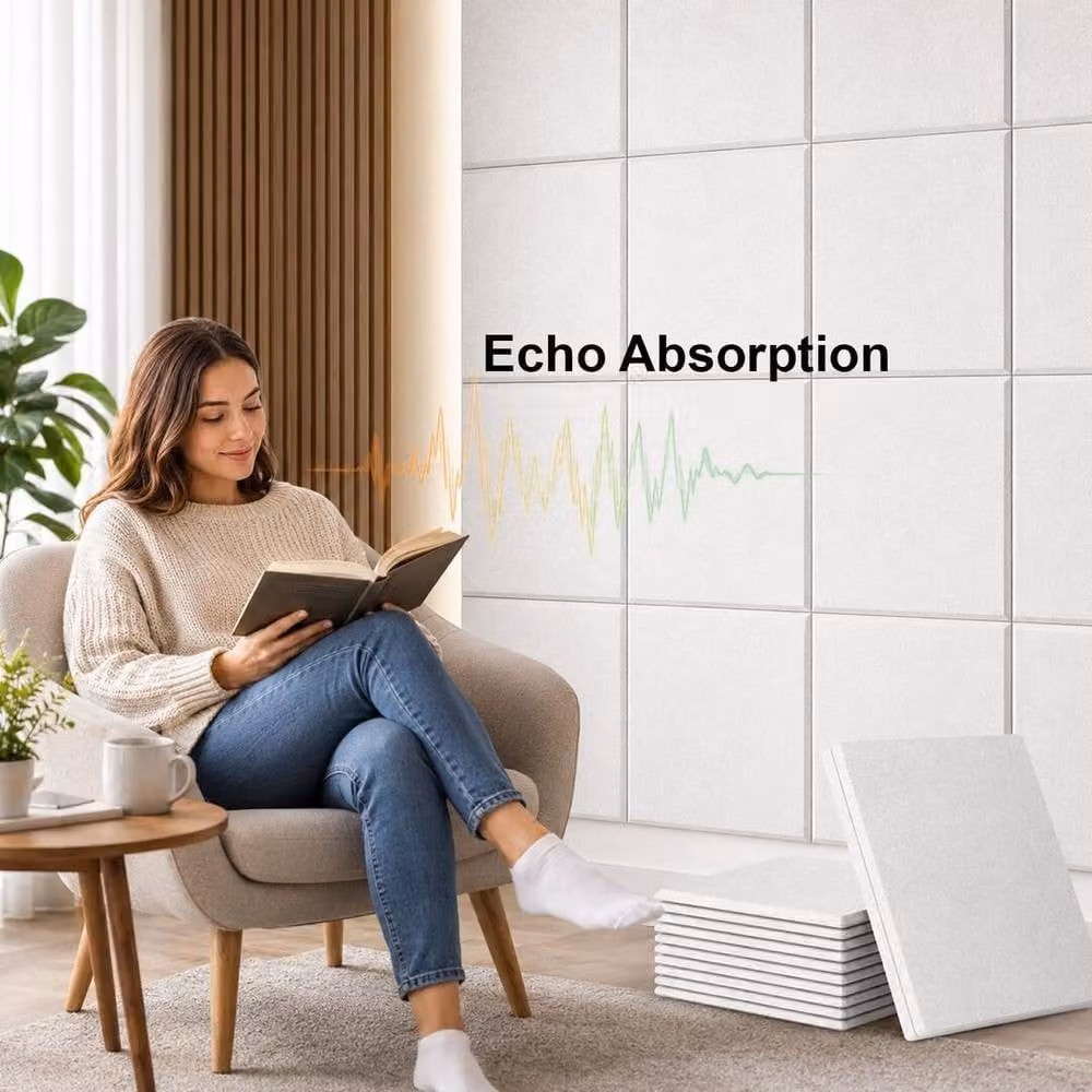 ATEK 72 Pack Self-adhesive Square Acoustic Soundproofing Felt Wall Panels in White – 3