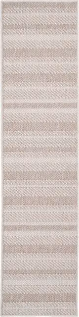 The Rug House Striped Looped Pile Scandinavian Rectangular Rug in Beige, W: 60 cm, L: 240 cm