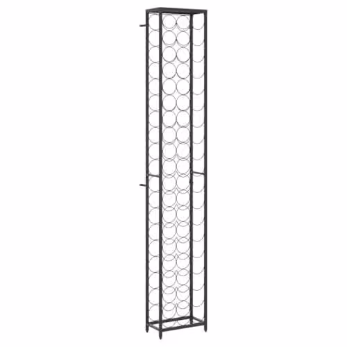 vidaXL Wrought Iron Wine Rack for 57 Bottles, Black, W/D/H: 34 x 18 x 200 cm