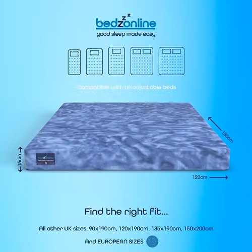 BEDZONLINE Waterproof Comfort Foam Mattress in Blue, UK Double, W/D/H: 190 x 135 x 13 cm – 2