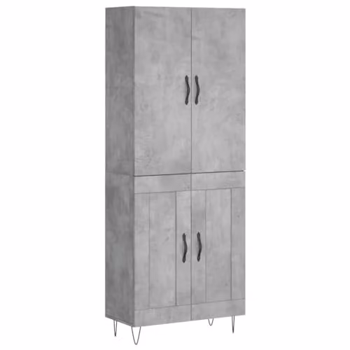 vidaXL Modern Highboard in Grey with Hinged Doors, H x W x D: 180 x 69.5 x 34 cm
