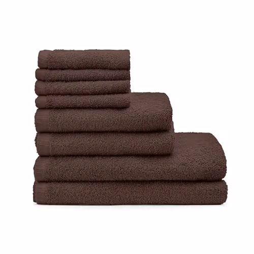 Catherine Lansfield 8 Piece Quick Dry Cotton Towel Set in Chocolate Brown – 3