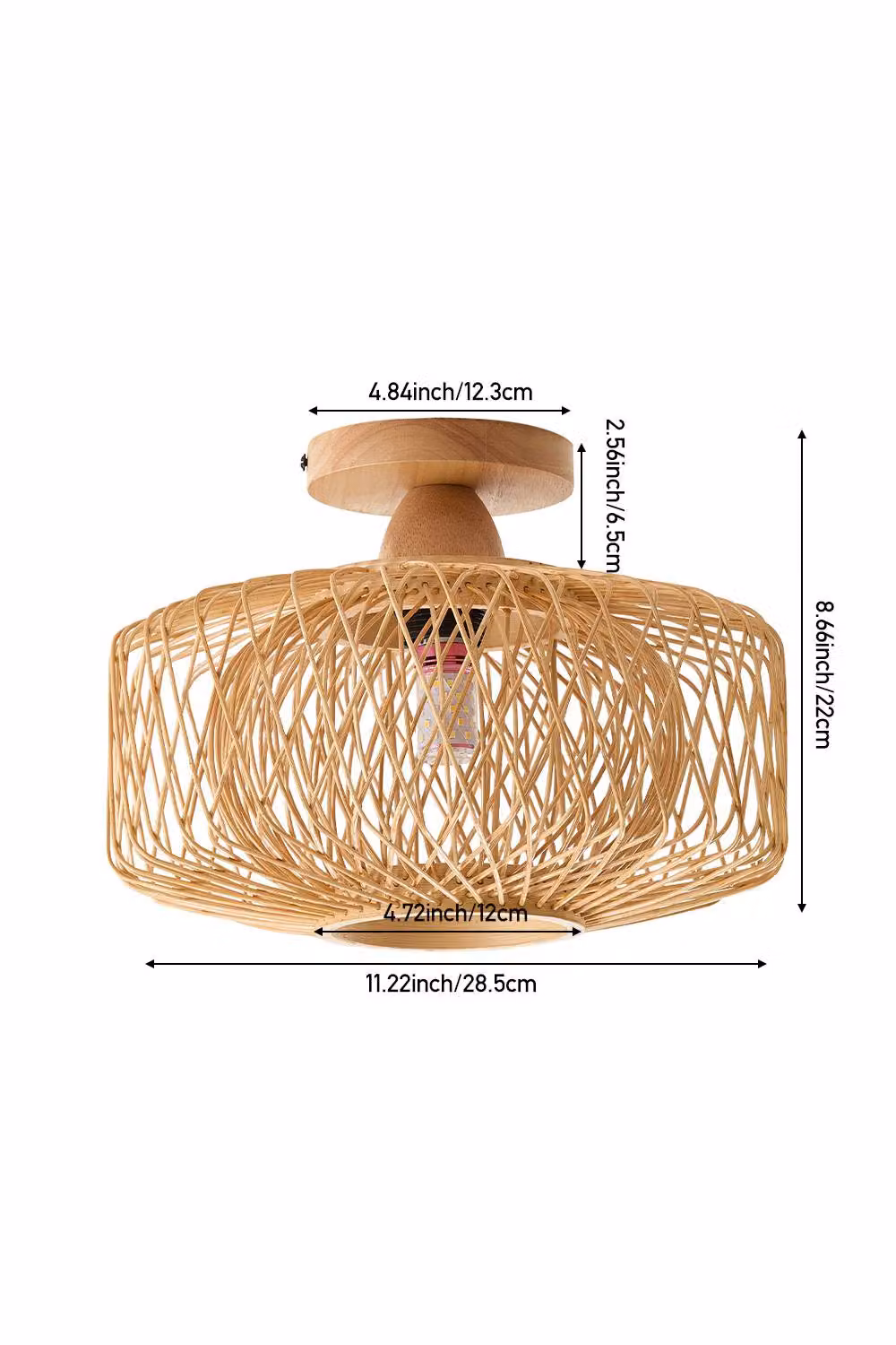 Living and Home Bamboo-woven E27 Ceiling Light in Beige – 2