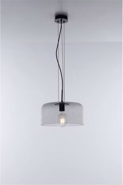 Netlighting Gibus Grey Glass Dome Pendant Ceiling Light with E27 Fitting