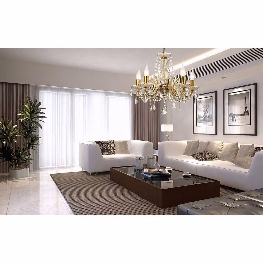 Netlighting Gabrielle 5 Light Glass and Brass Wall Sconce in Gold with E14 Base – 2