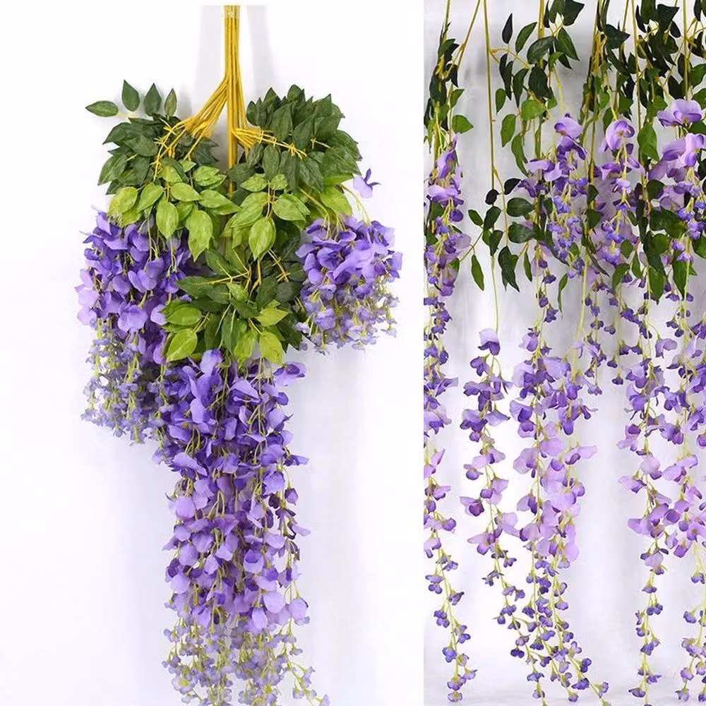 NESTLUNE 12-Piece Artificial Silk Wisteria and Ivy Flower Garland in Purple, Length: 100 cm, Width: 15 cm – 4