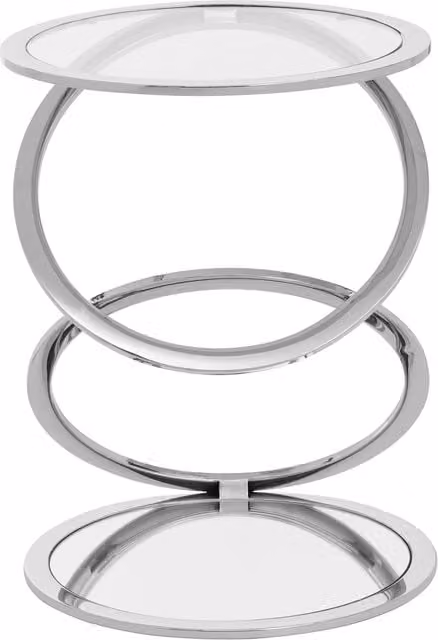 Orsina Modern Round Glass End Table with Gold and Silver Metallic Frame – 1