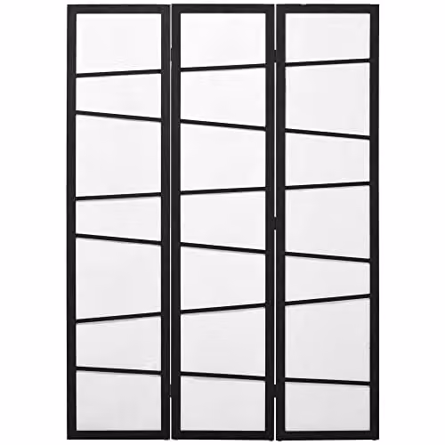HOMCOM 3 Panel Wooden Folding Room Divider Privacy Screen in White, H 170 x W 120 x D 1.8 cm – 1