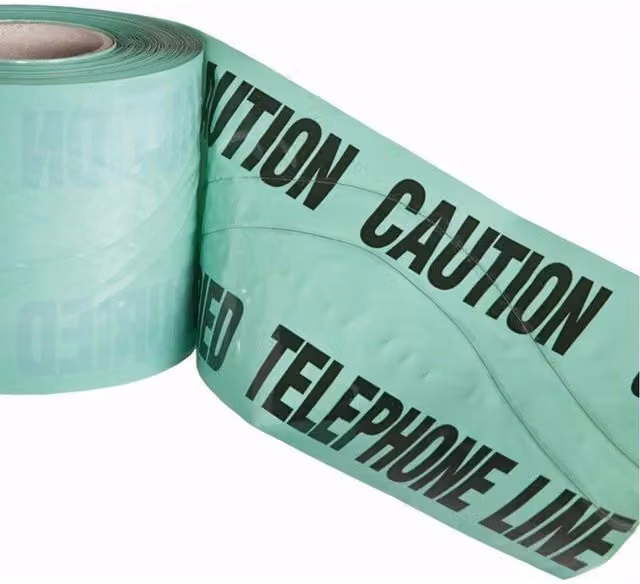 Pegdev High Visibility Underground Detectable Warning Telephone Tape, Turquoise, W: 15 cm, L: 30 m