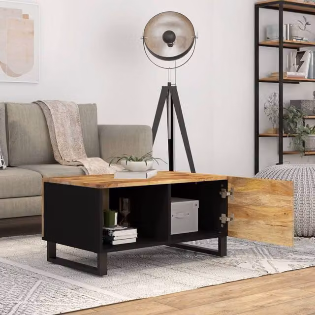 Berkfield Home Dense Coffee Table in Brown, Mango and Engineered Wood, W: 80 cm, D: 50 cm, H: 40 cm