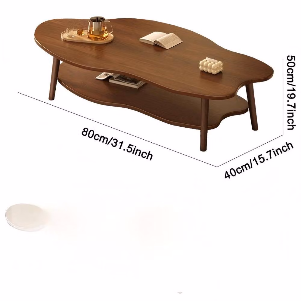 Ventryn Modern 2 Layer Oval Coffee Table with Storage Shelf in Brown – 2