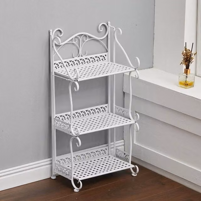 FORGEVIO White 3 Tier Slim Metal Bathroom Storage Shelf Cabinet