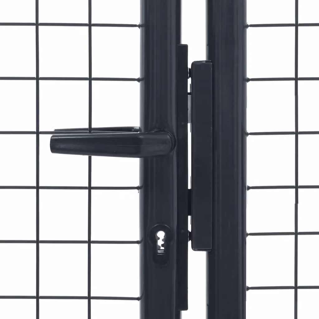 Berkfield Home Grey Galvanised Steel Mesh Swing Garden Gate, W: 400 cm, H: 150 cm – 3