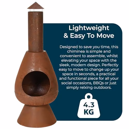 Jack Stonehouse Large Modern Outdoor Fire Chiminea, Rust Metal Wood Burner, Height: 110 cm – 3