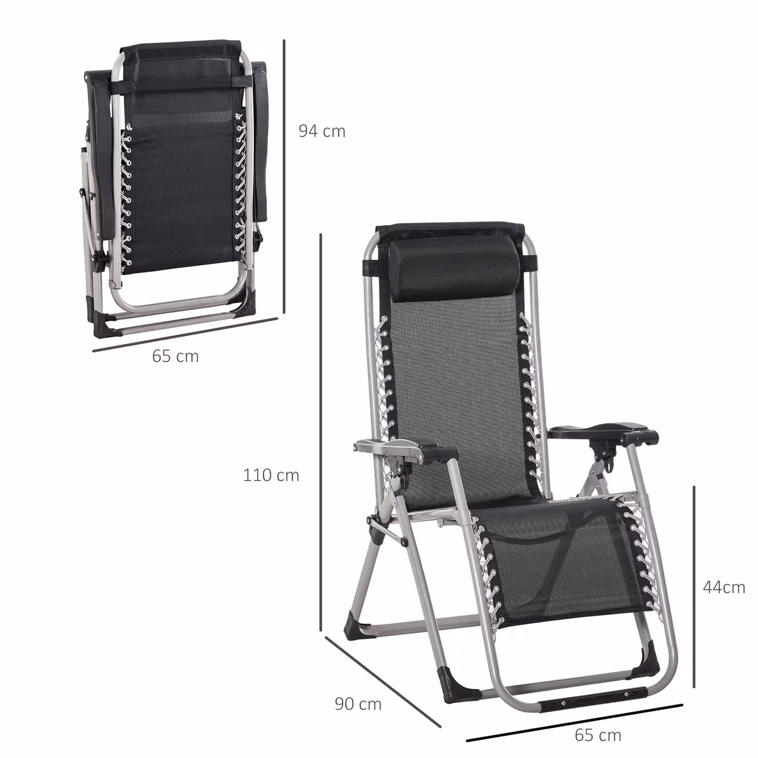 OUTSUNNY 2 Pack Reclining Zero Gravity Folding Lounger Chairs in Dark Grey – 3