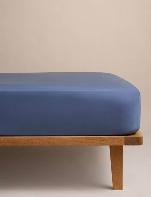 M&S Egyptian Cotton 230 Thread Count StayPut Fitted Sheet, Blue, W: 180 cm x L: 200 cm
