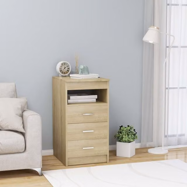 Berkfield Home Sonoma Oak Drawer Cabinet in Brown, W/D/H: 40 x 50 x 76 cm