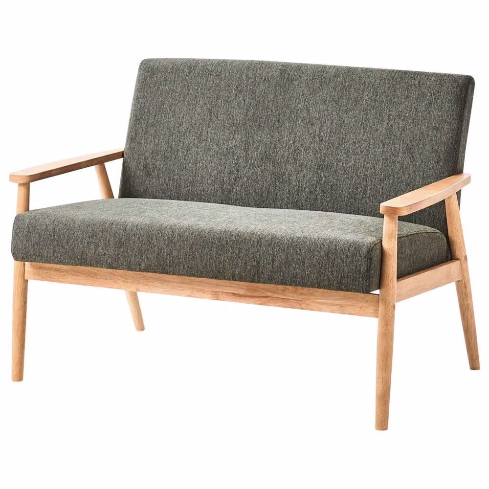 Wyld and Coco Retro 2-Seater Upholstered Sofa in Green with Solid Wood Frame – 3