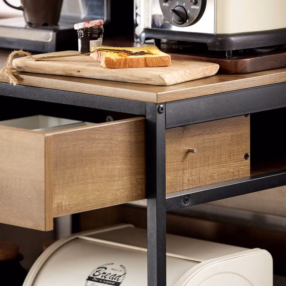 SoBuy Kitchen Trolley with Removable Drawers in Brown Matt Metal Industrial Style – 5