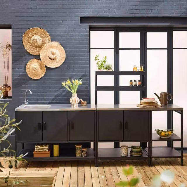 sweeek 3-Module Stainless Steel Outdoor Kitchen in Black – 1