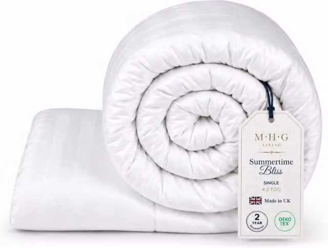 MHG Living 4.5 Tog Lightweight Summer Microfibre Hollow Fibre Duvet, White, Single