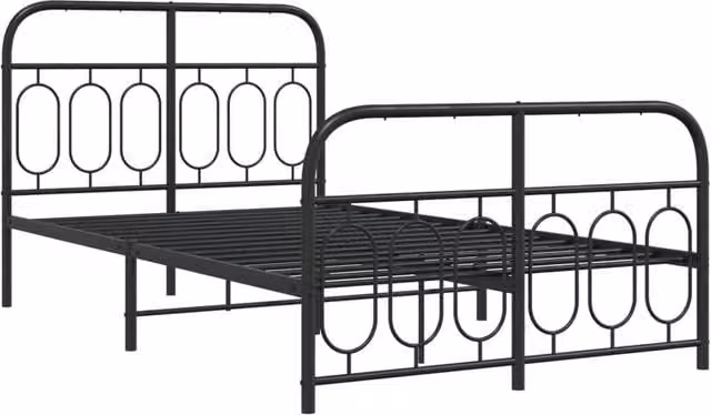 Berkfield Home Metal Bed Frame with Footboard in Black, W/D/H: 120 x 190 x 125 cm – 1