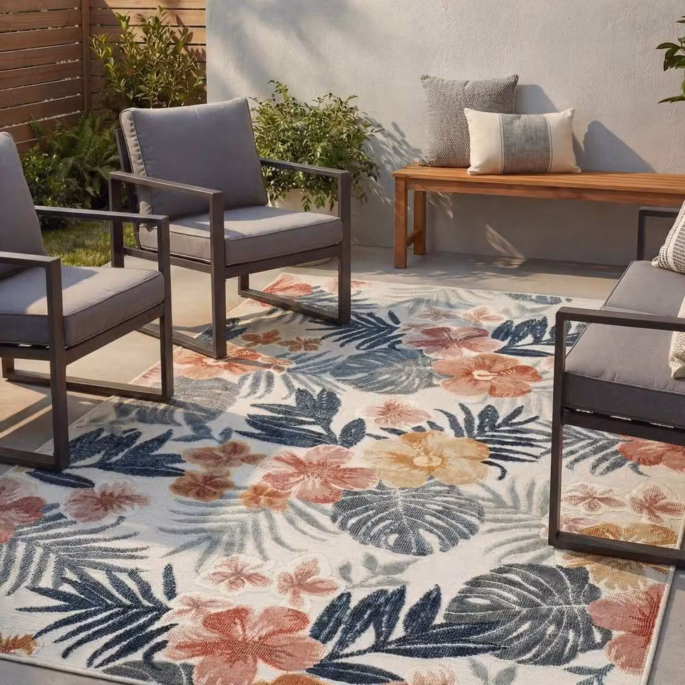 Desire Rugs Gardenia Floral Indoor Outdoor Area Rug, Beige and Multicolour, W/D: 80 x 50 cm – 5